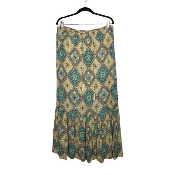 Y2k Skies are Blue Curvy Rayon Boho Maxi Skirt Elastic Stretch Fairy Whimsy 1x - Picture 1 of 6